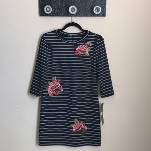 Chetta B Black contemporary dress White Stripes S